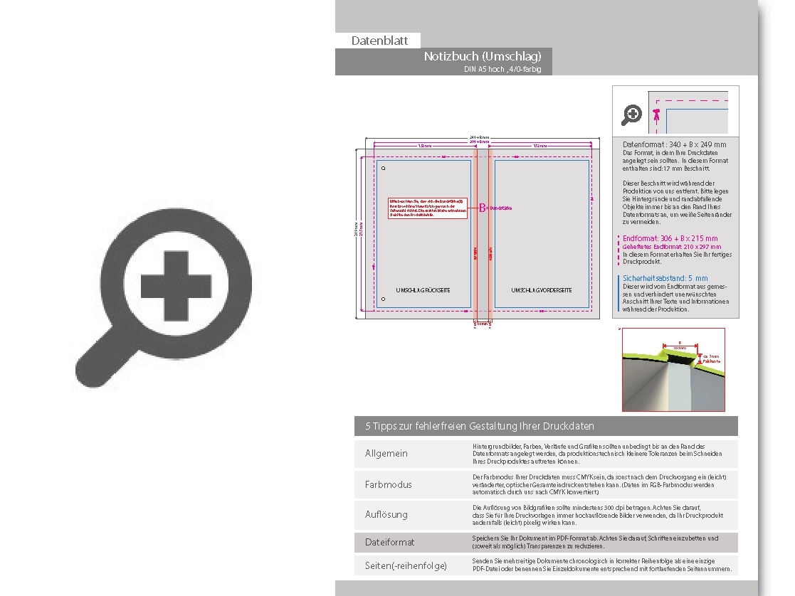 Product Bild notizbuch_din_a5_hoch__umschlag__hardcover_4_0-farbig__inhalt__128_blanko_inhaltsseiten_inkl__abrissperforation_(1_cm_vom_bund)