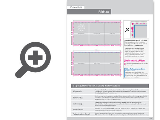 Product Bild hochglanz-uv-lack_faltblatt__gefalzt_auf_din_a5__vertikaler_zickzackfalz__6-seitig