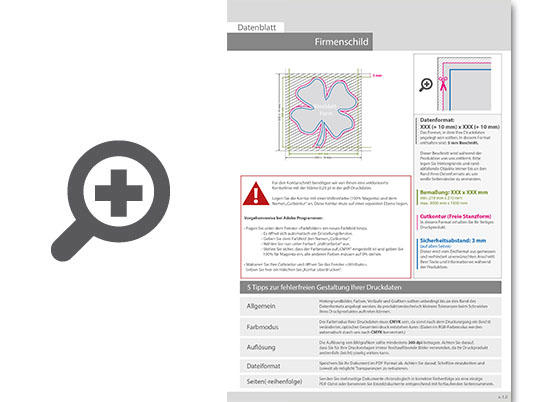 Product Bild firmenschild_in_kleeblatt-form_konturgefr__st__einseitig_4_0-farbig_bedruckt