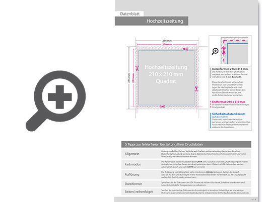 Product Bild hochzeitszeitung_mit_drahtheftung__endformat_quadrat_21_0_cm_x_21_0_cm__112-seitig