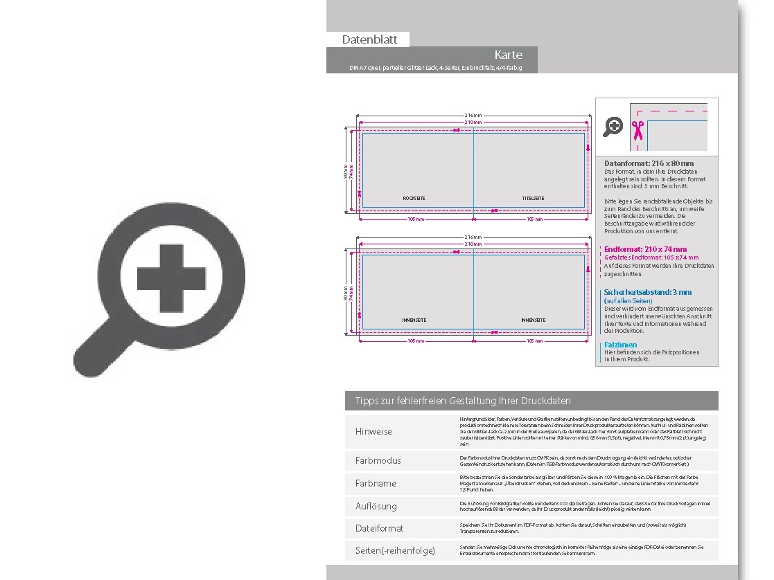 Product Bild taufkarte_din_a7_quer_4-seiter_4_4_farbig_mit_beidseitig_partieller_glitzer-lackierung