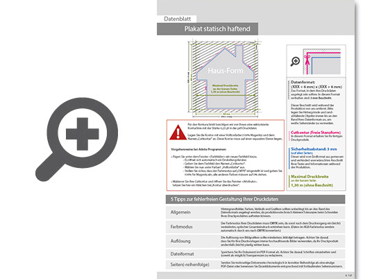 Product Bild plakat_statisch_haftend_4_0_farbig_bedruckt_in_haus-form_konturgeschnitten